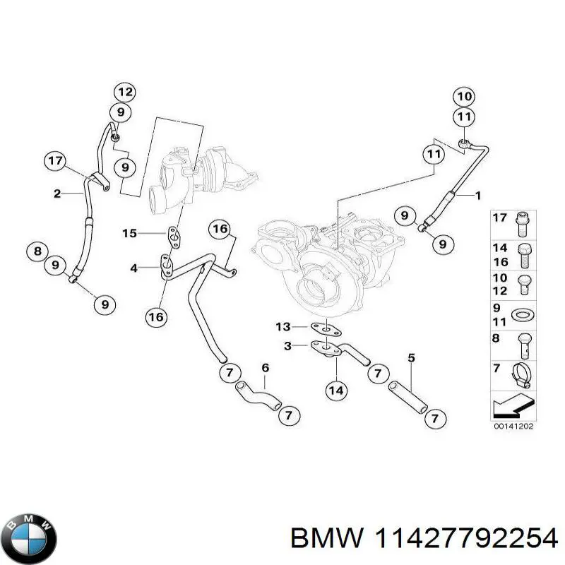 Compre 11427792254 BMW Vedante de mangueira de derivação de óleo de turbina