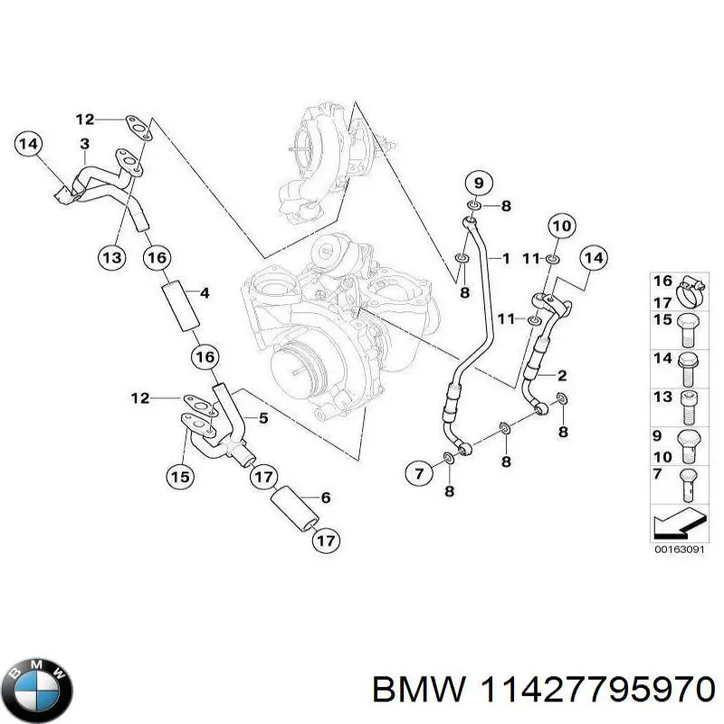 Tubo (mangueira) de fornecimento de óleo de turbina BMW 11427795970 preço, a partir de 85,89 USD