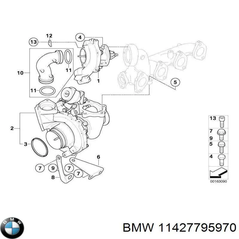 11427795970 BMW Tubo (mangueira) de fornecimento de óleo de turbina