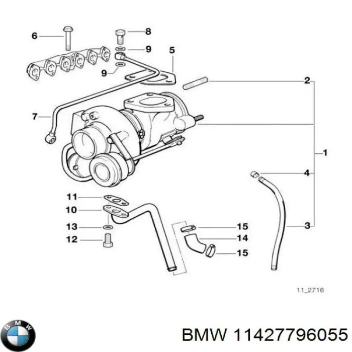 11427796055 BMW Mangueira (cano derivado) de esfriamento por líquido de turbina, linha de combustível de retorno