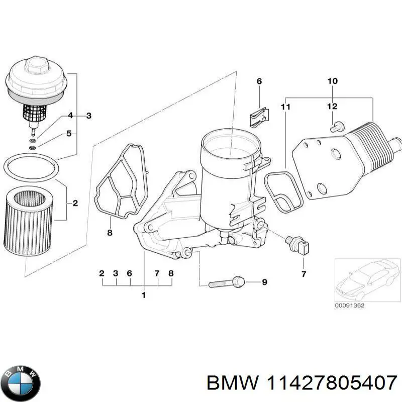 11427805407 BMW Caixa do filtro de óleo
