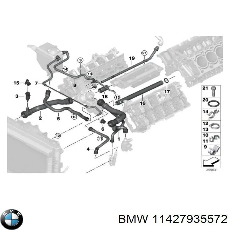 Compre 11427935572 BMW Vedante de mangueira de derivação de óleo de turbina