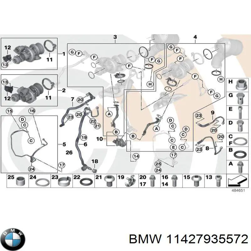 Vedante de mangueira de derivação de óleo de turbina BMW 11427935572 preço, a partir de 7,31 USD