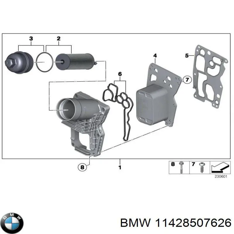 Radiador de óleo (frigorífico), debaixo de filtro BMW 11428507626 preço, a partir de 64,40 USD