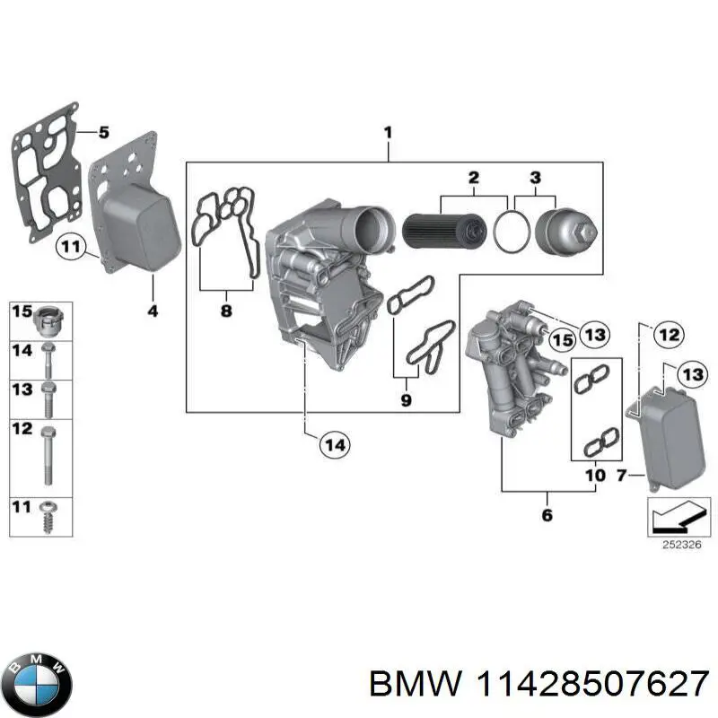 11428507627 BMW Radiador de óleo (frigorífico), debaixo de filtro
