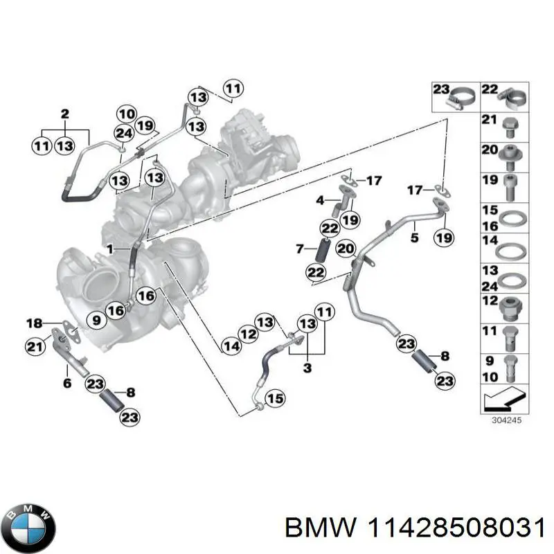 11428508031 BMW Tubo (mangueira) do radiador de óleo, desde o filtro até o bloco