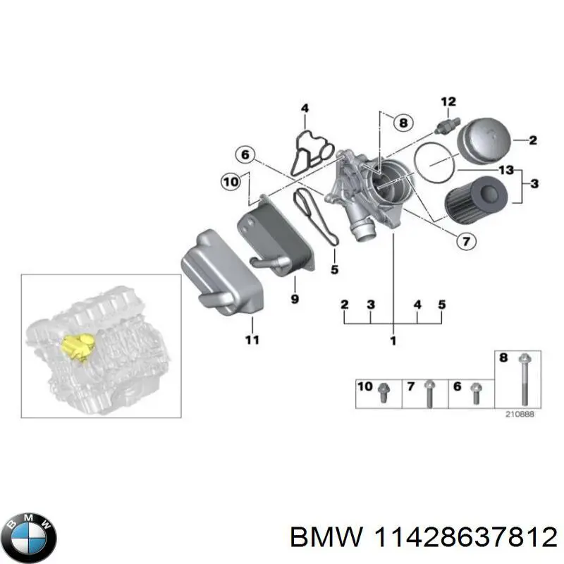 Caixa do filtro de óleo BMW 11428637812 preço, a partir de 99,40 USD