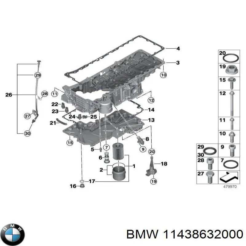 Sonda (indicador) do nível de óleo no motor BMW 5  G30, F90