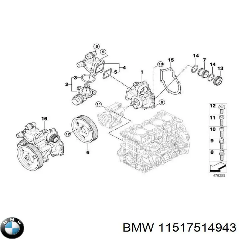 11517514943 BMW Vedante de bomba de água