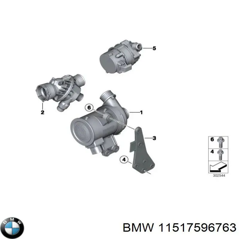 11517596763 BMW Bomba de água (bomba) de esfriamento, adicional elétrica