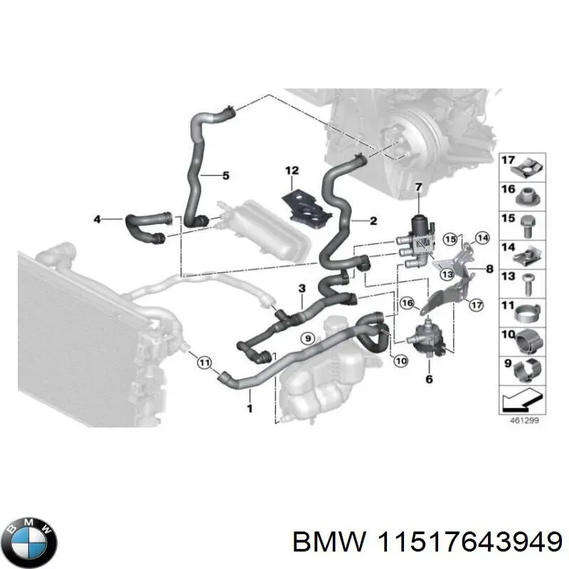 Compre 64116834917 BMW Bomba de água (bomba) de esfriamento, adicional elétrica