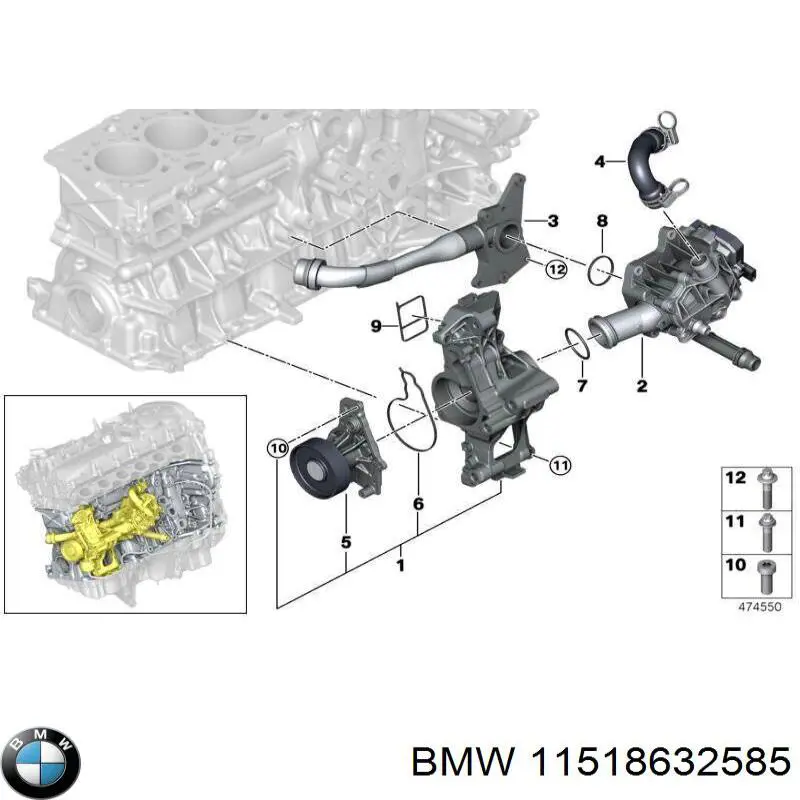 Bomba de água (bomba) de esfriamento BMW 11518632585 preço, a partir de 91,96 USD