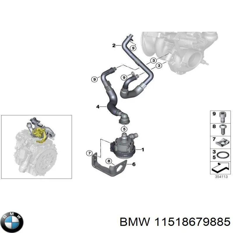 11518679885 BMW Bomba de água (bomba) de esfriamento, adicional elétrica