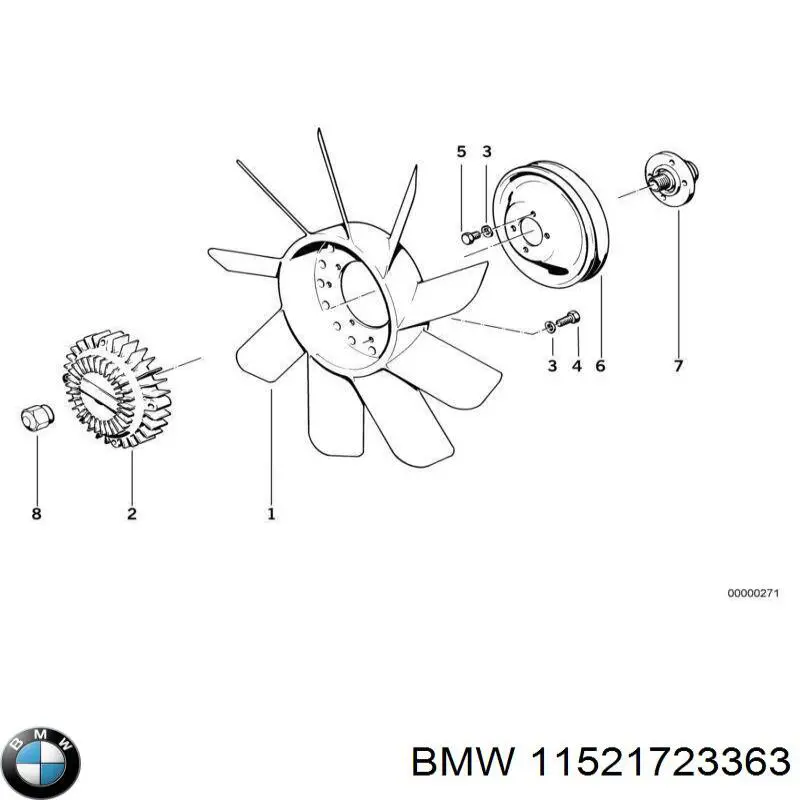 Compre 11521723363 BMW Ventilador (roda de aletas) do radiador de esfriamento