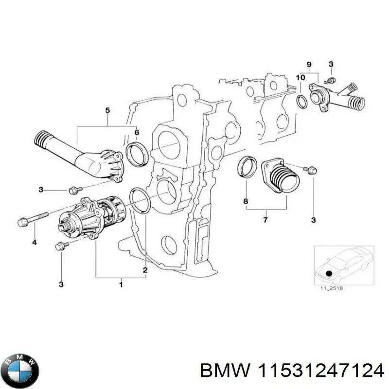 11531247124 BMW Vedante do flange (da união em T) do sistema de esfriamento