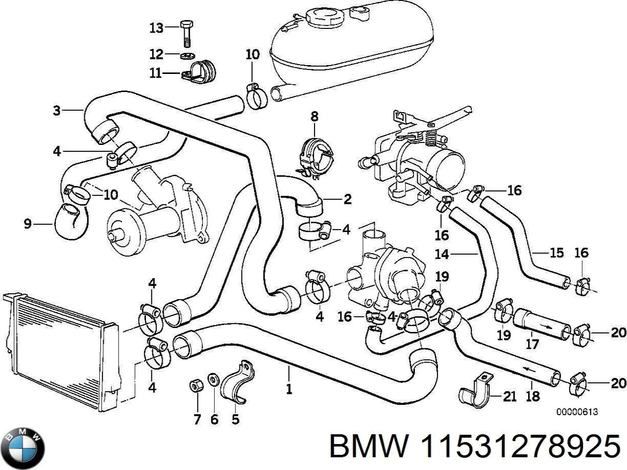 Mangueira (cano derivado) inferior do radiador de esfriamento BMW 11531278925 preço, a partir de 28,99 USD