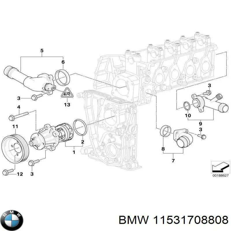 Compre 11531708808 BMW Flange do sistema de esfriamento (união em T)