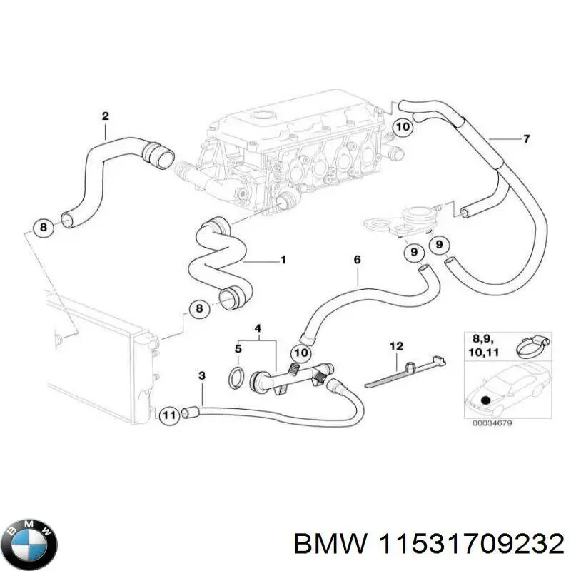 Compre 11531709232 BMW Flange do sistema de esfriamento (união em T)