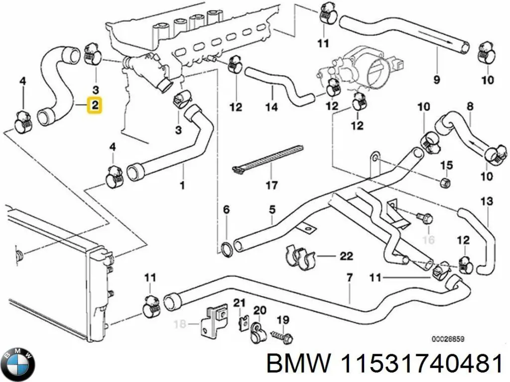 Mangueira (cano derivado) inferior do radiador de esfriamento BMW 11531740481 preço, a partir de 19,60 USD