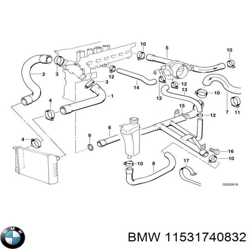 Compre 11531740832 BMW Mangueira (cano derivado) do radiador de esfriamento superior