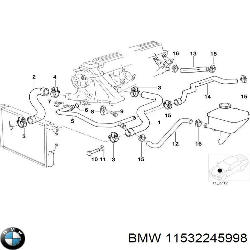Mangueira (cano derivado) do radiador de esfriamento superior BMW 11532245998 preço, a partir de 88,94 USD