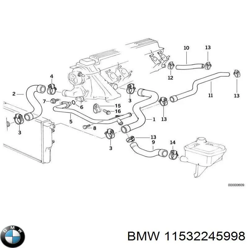 Compre 11532245998 BMW Mangueira (cano derivado) do radiador de esfriamento superior