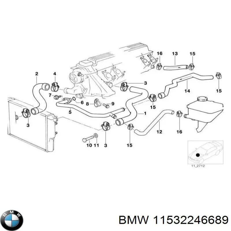 11532246689 BMW Mangueira (cano derivado) do sistema de esfriamento