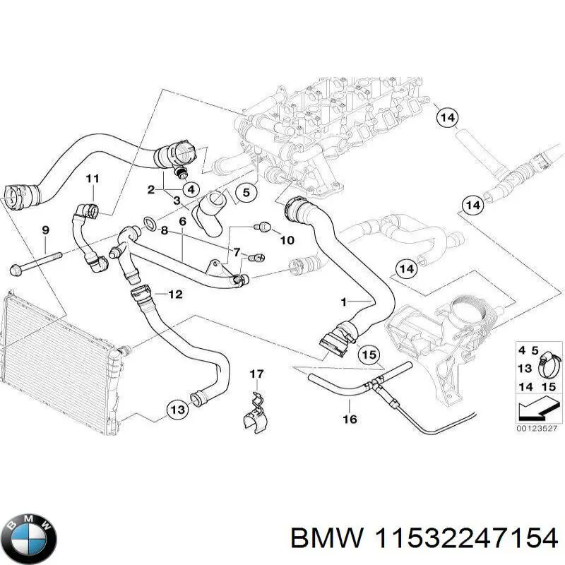 Mangueira (cano derivado) inferior do radiador de esfriamento BMW 11532247154 preço, a partir de 106,11 USD