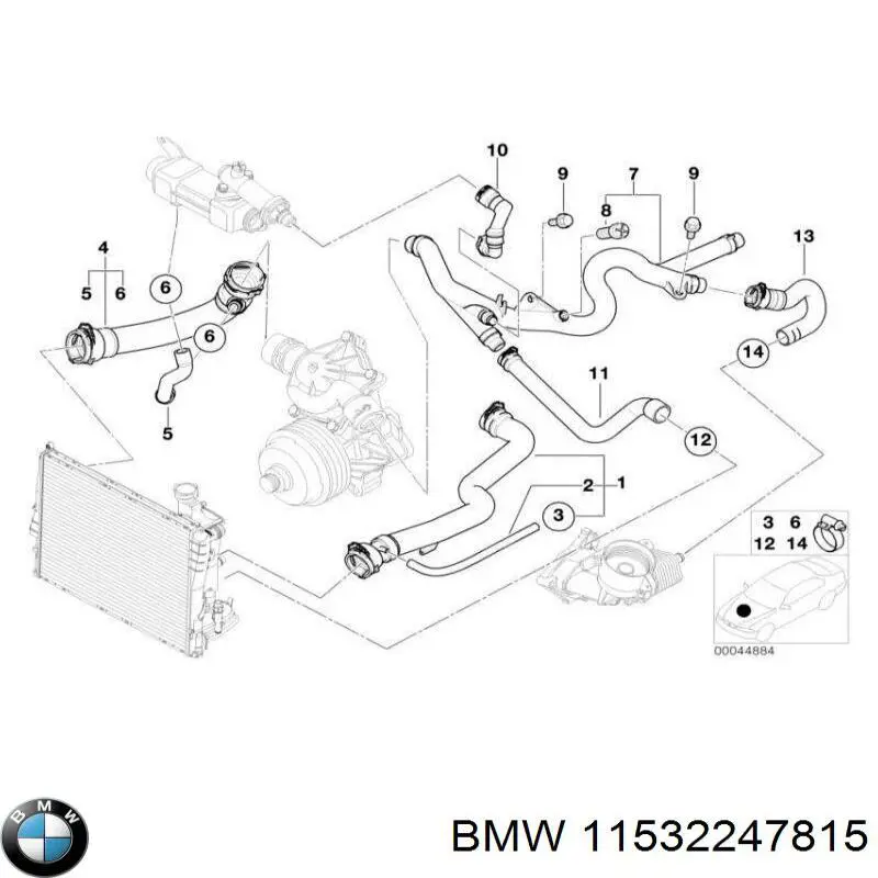 Mangueira (cano derivado) do radiador de esfriamento superior BMW 11532247815 preço, a partir de 114,84 USD