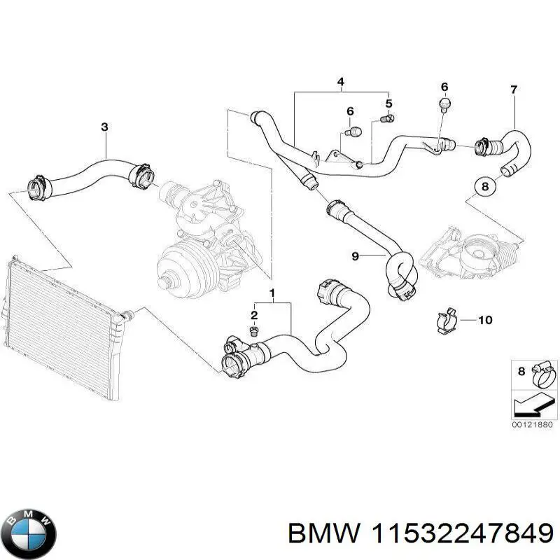 Compre 11532247849 BMW Mangueira (cano derivado) do radiador de esfriamento superior