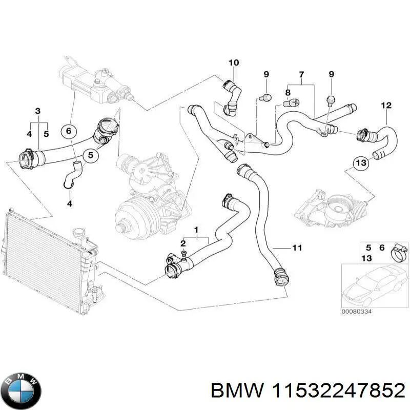 11532247852 BMW Mangueira (cano derivado) inferior do radiador de esfriamento