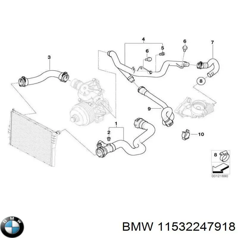 11532247918 BMW Mangueira (cano derivado) de bomba de água de admissão