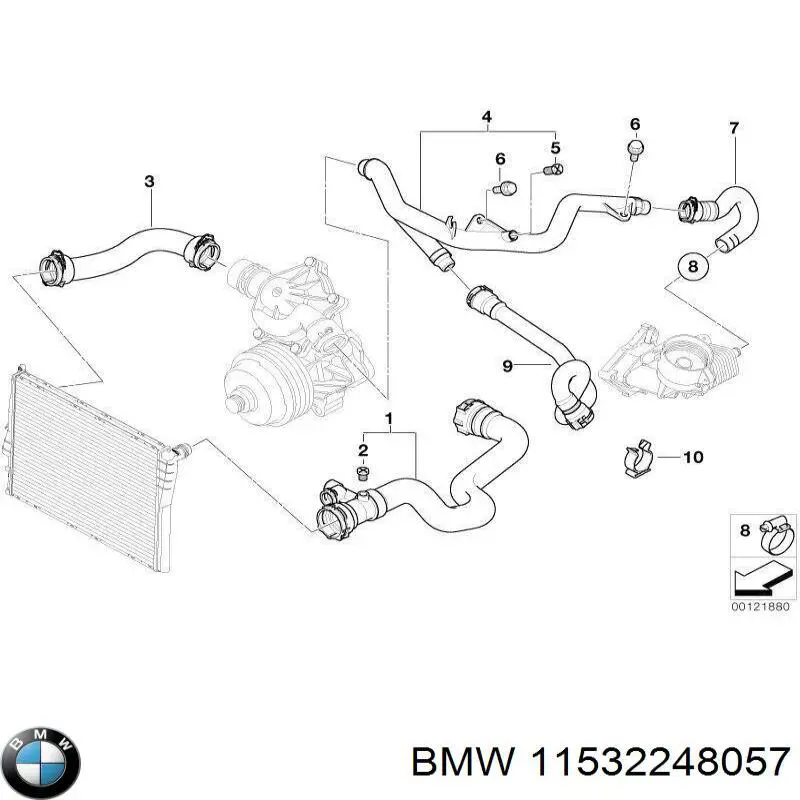 Compre 11532248057 BMW Mangueira (cano derivado) do radiador de esfriamento superior