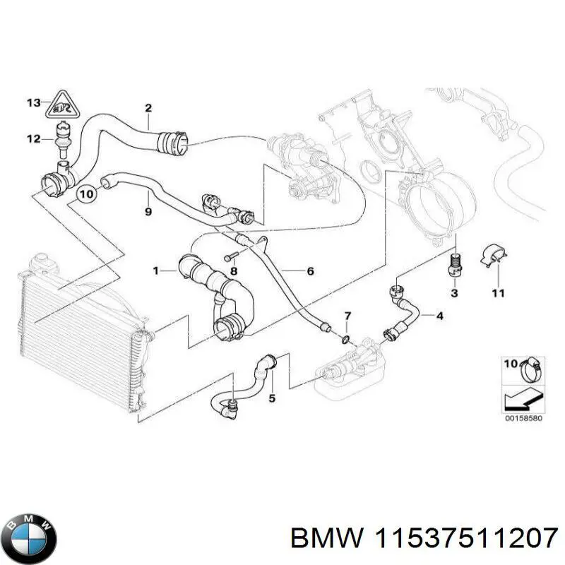 Mangueira (cano derivado) inferior do radiador de esfriamento BMW 11537511207 preço, a partir de 30,85 USD