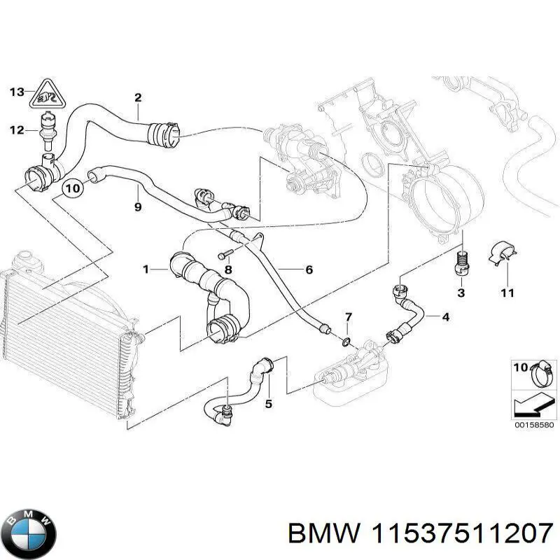 Compre 11537511207 BMW Mangueira (cano derivado) inferior do radiador de esfriamento