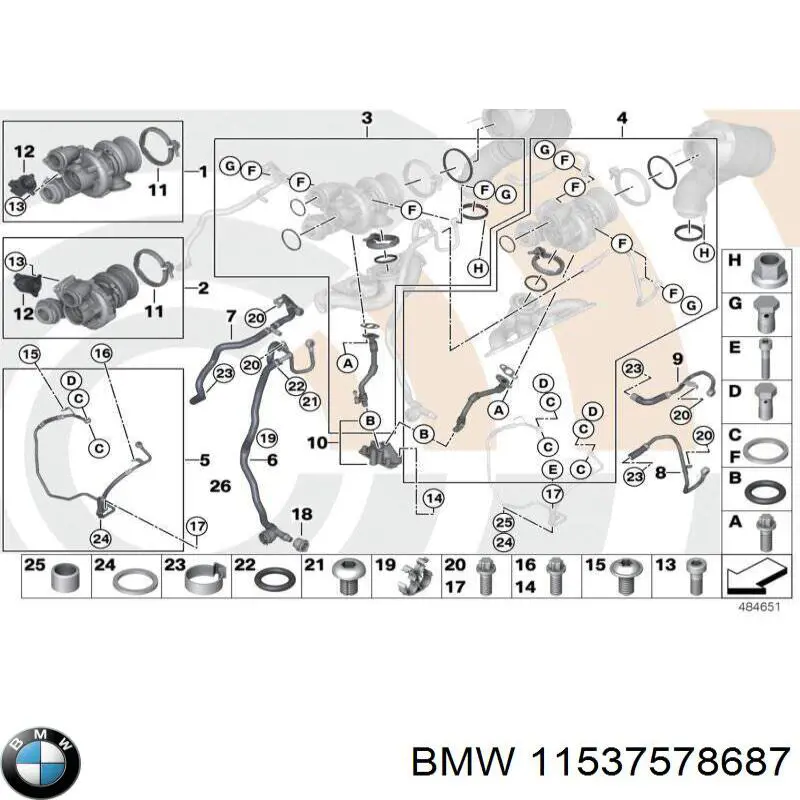 Compre 11537578687 BMW Mangueira (cano derivado) de esfriamento por líquido de turbina, fornecimento