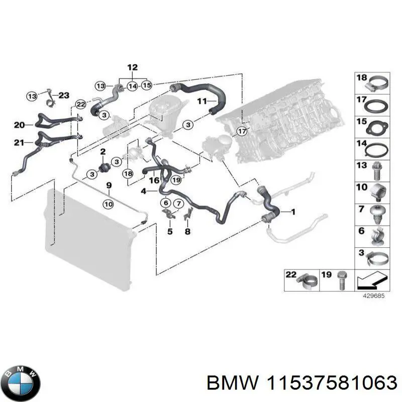 Mangueira (cano derivado) do termostato BMW 11537581063 preço, a partir de 37,17 USD