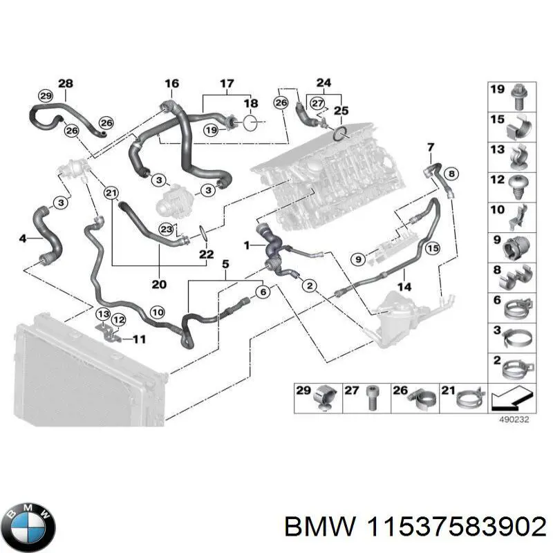 Mangueira (cano derivado) de esfriamento por líquido de turbina, fornecimento BMW 11537583902 preço, a partir de 40,88 USD