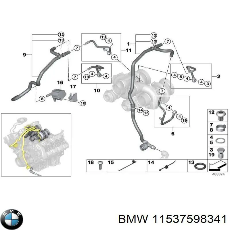 Mangueira (cano derivado) de esfriamento por líquido de turbina, fornecimento BMW 11537598341 preço, a partir de 108,76 USD