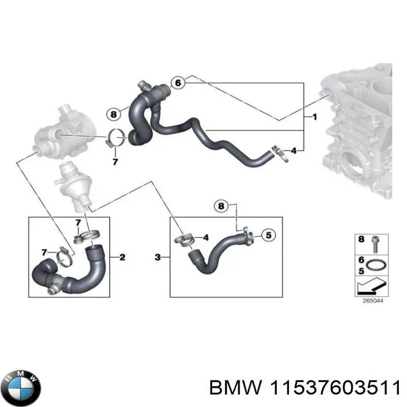 11537603511 BMW Mangueira (cano derivado) de bomba de água de admissão
