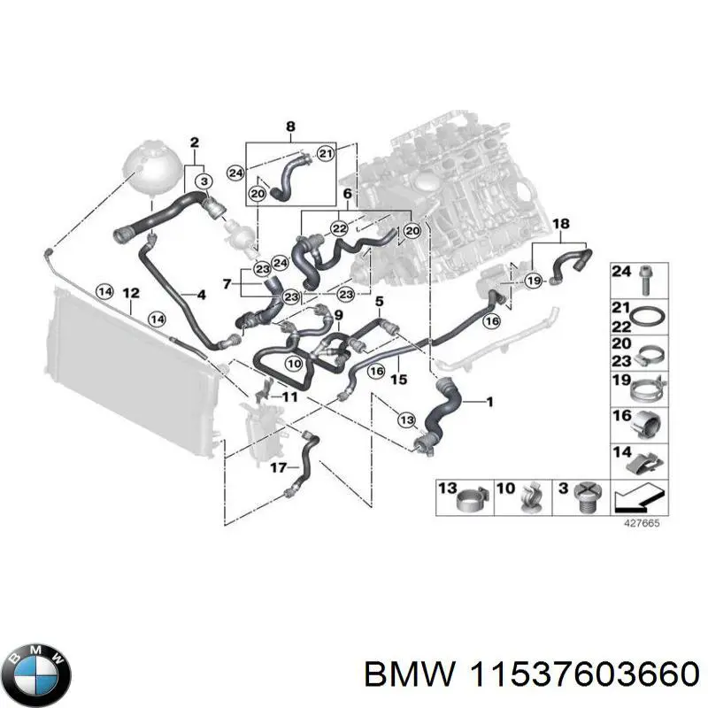 Vedante do flange (da união em T) do sistema de esfriamento BMW 11537603660 preço, a partir de 7,34 USD