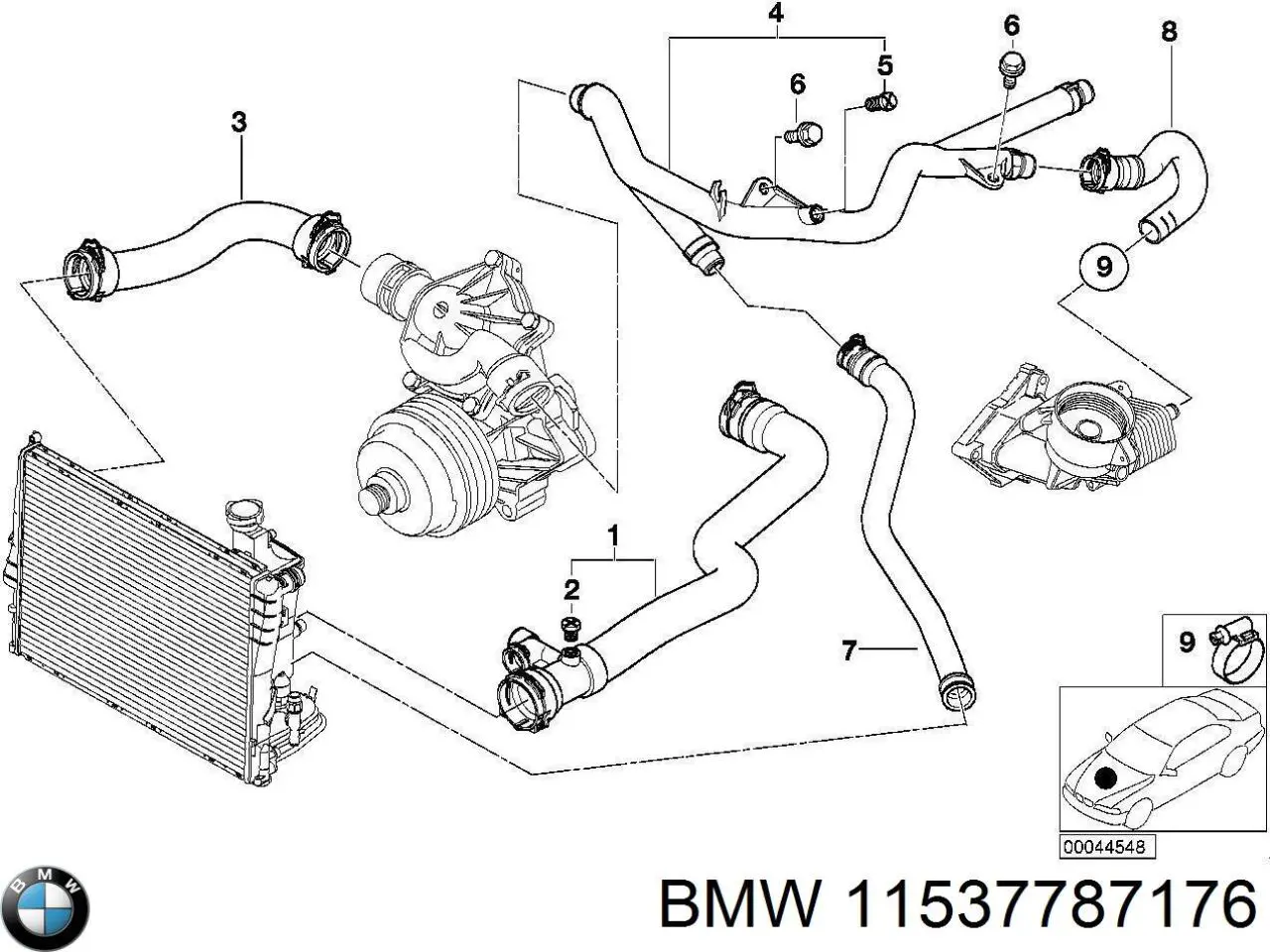 Mangueira (cano derivado) do radiador de esfriamento superior BMW 11537787176 preço, a partir de 69,55 USD
