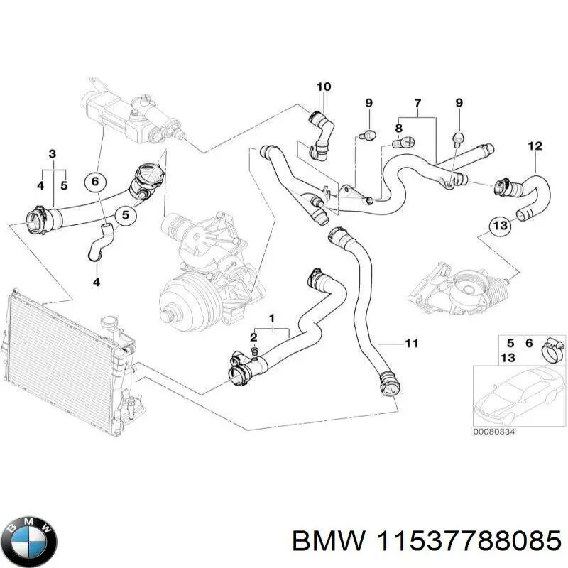 11537788085 BMW Mangueira (cano derivado) inferior do radiador de esfriamento