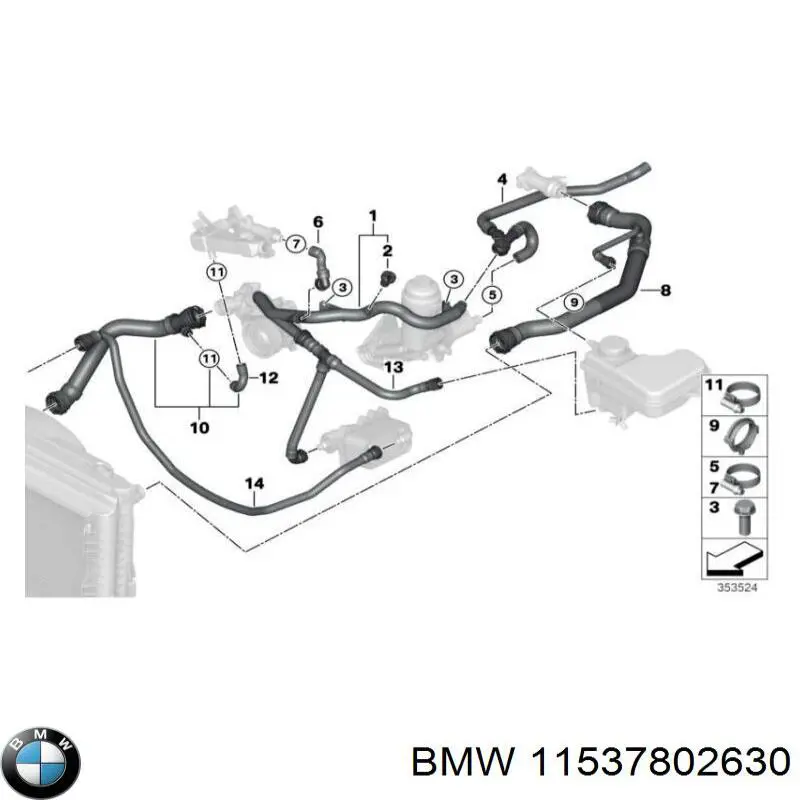 Compre 11537802630 BMW Mangueira (cano derivado) do sistema de esfriamento