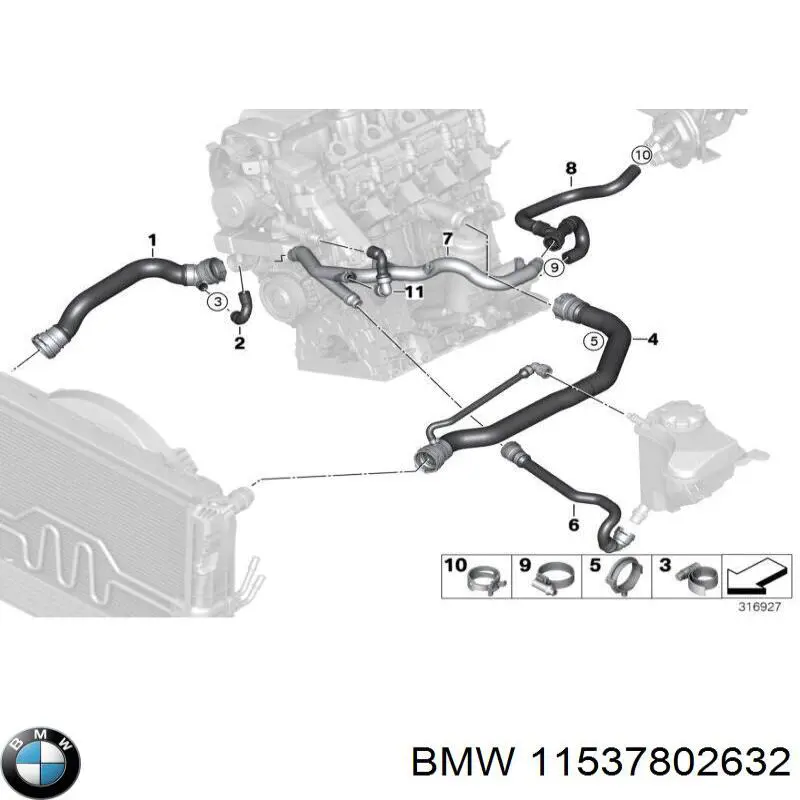 Compre 11537794611 BMW Mangueira do radiador de aquecedor (de forno), linha de combustível de retorno
