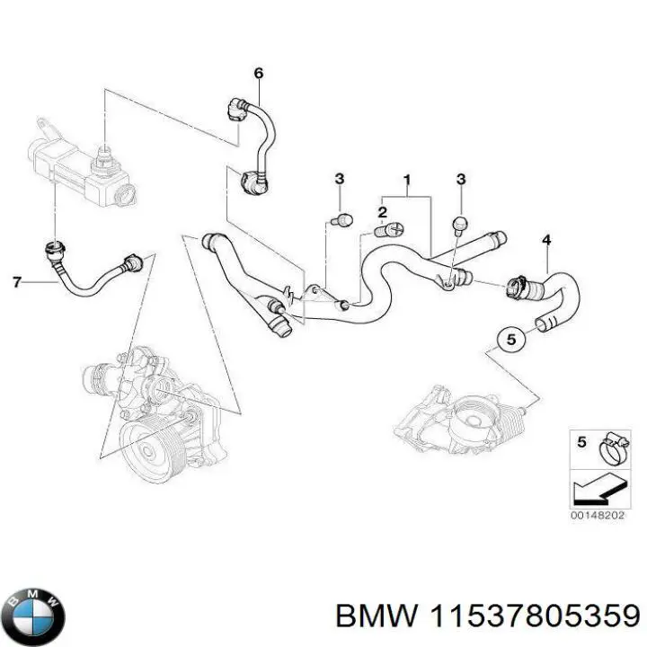 11537805359 BMW Mangueira (cano derivado) do sistema de esfriamento