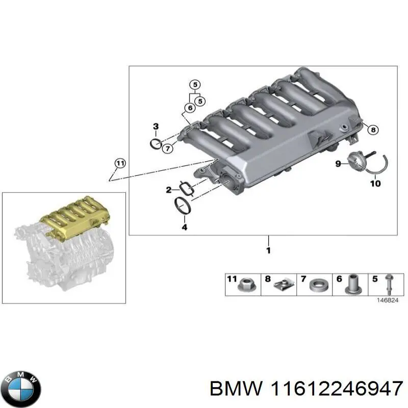 11612246947 BMW Braçadeira do silenciador traseira