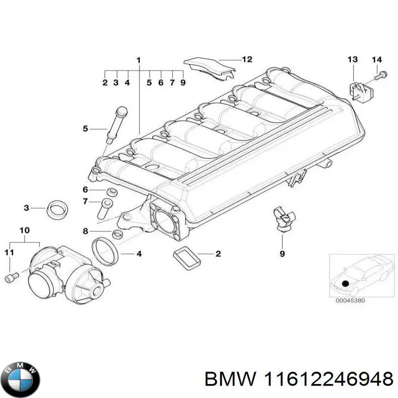 Vedante de tubo coletor de admissão BMW 11612246948 preço, a partir de 12,89 USD