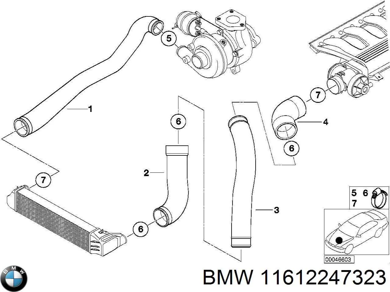 Mangueira (cano derivado) de intercooler BMW 11612247323 preço, a partir de 103,86 USD