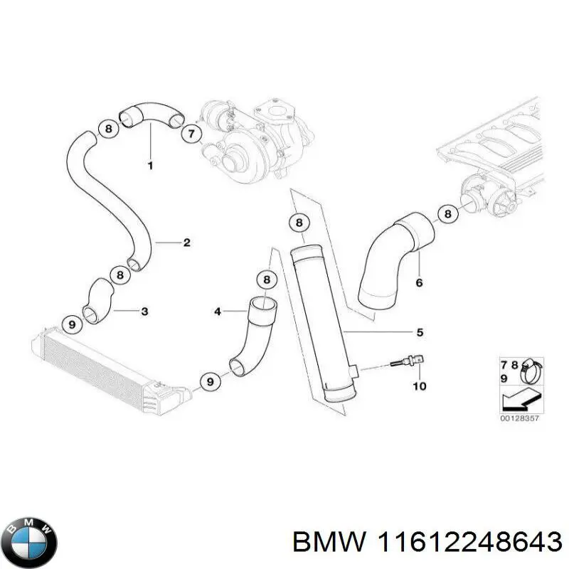 11612248643 BMW Mangueira (cano derivado) de intercooler